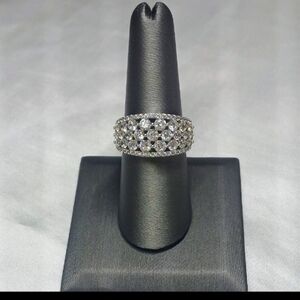 RHODIUM plated 925 Sterling Silver Ring w/ CZ, size 8.
